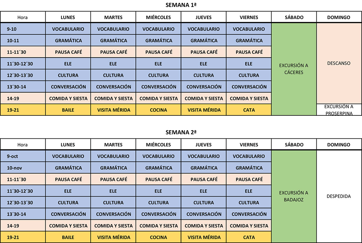 Calendario Cursos ELE - Idiomas Momo